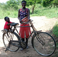 Aloi with the bike she bought.